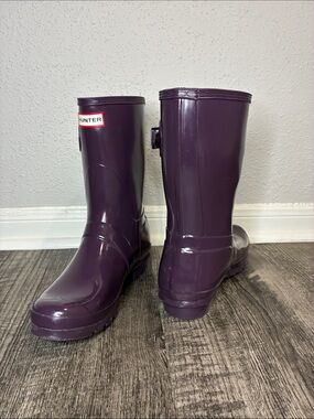 Hunter Glossy Plum Rain Boots - Deep Purple